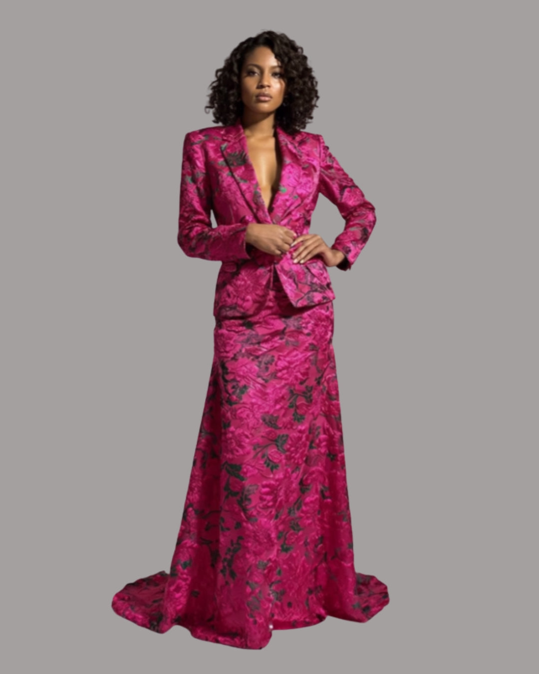 Nyla Brocade Power Skirt Suit
