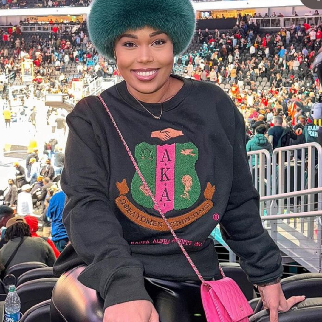 AKA Black Shield Chenille Crew Neck