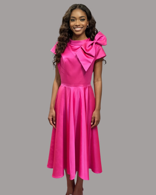 Hanna Poised Pink Bow Dress
