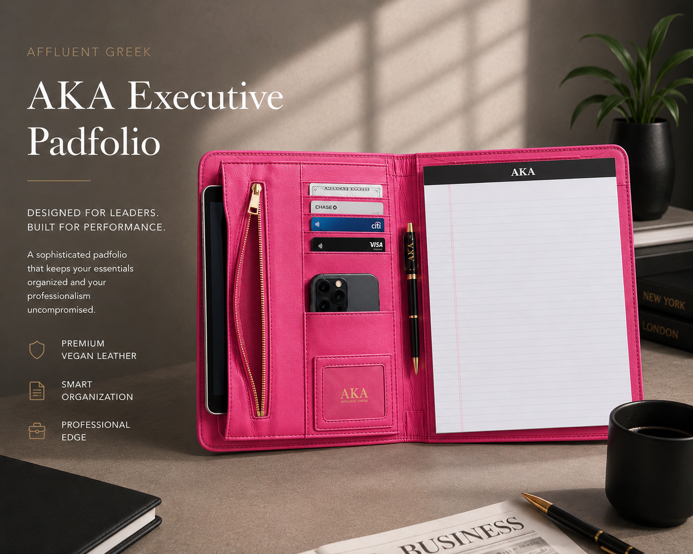 AKA Executive Padfolio - Pink