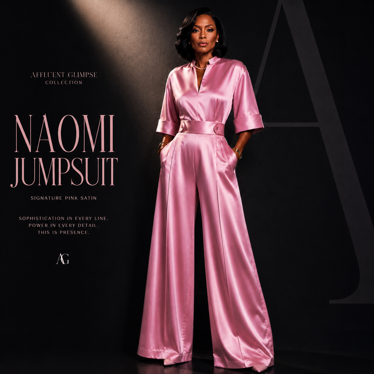 The Naomi Jumpsuit -Signature Pink Satin