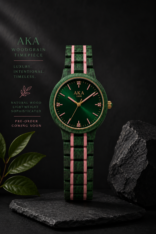 The AKA Emerald Woodgrain Timepiece
