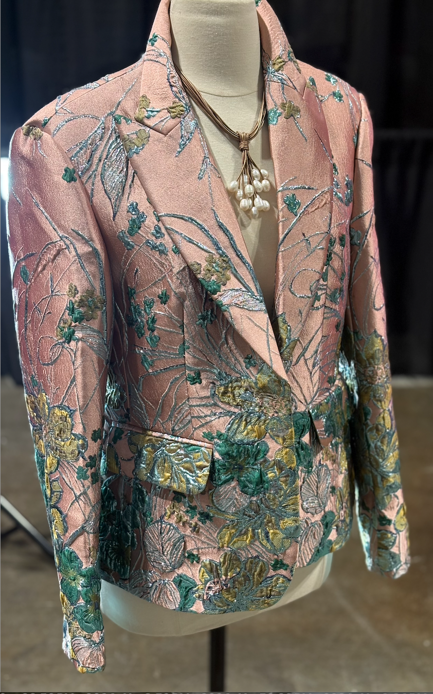 Riana Single Button Brocade Blazer