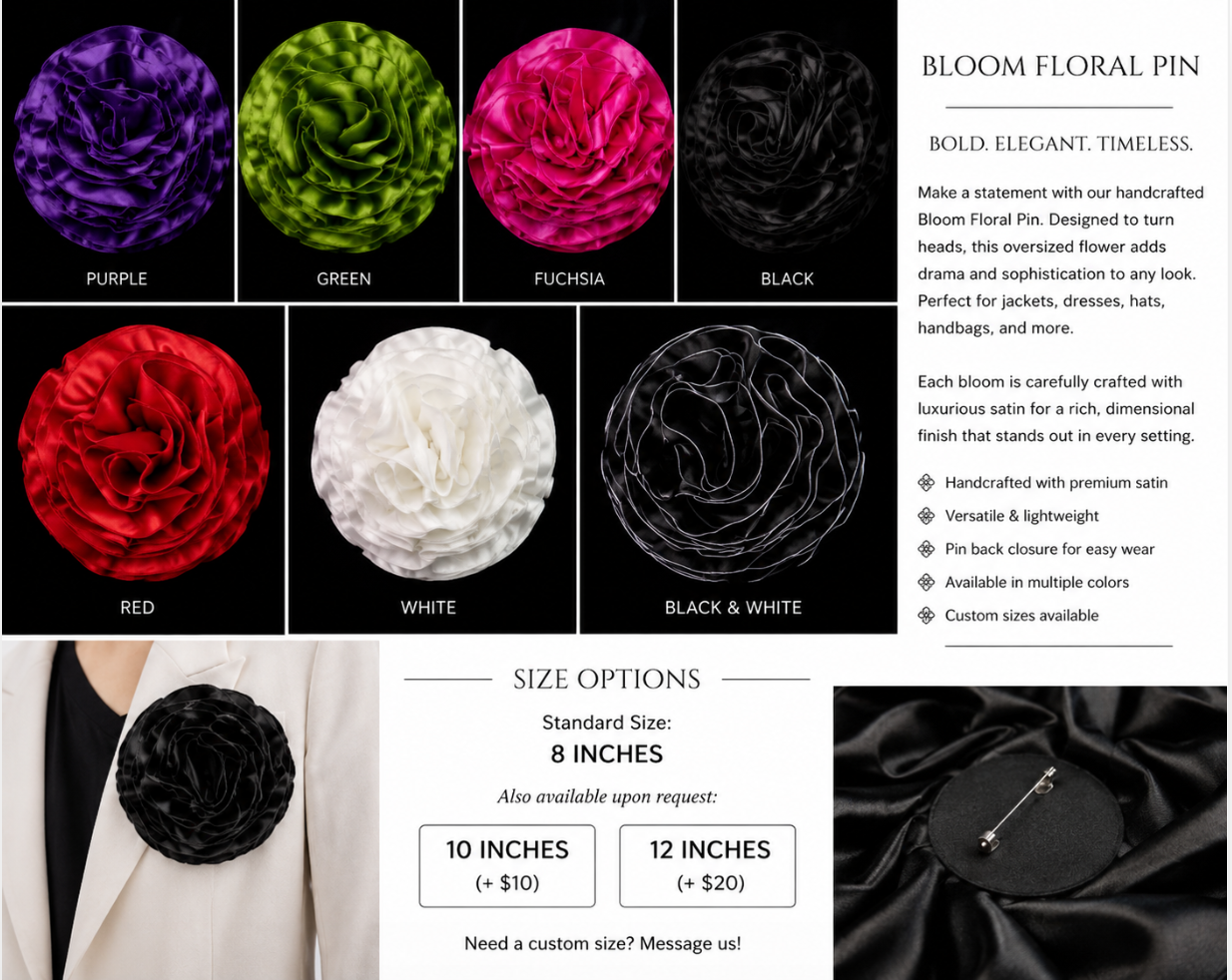 Bloom Satin Floral Brooch